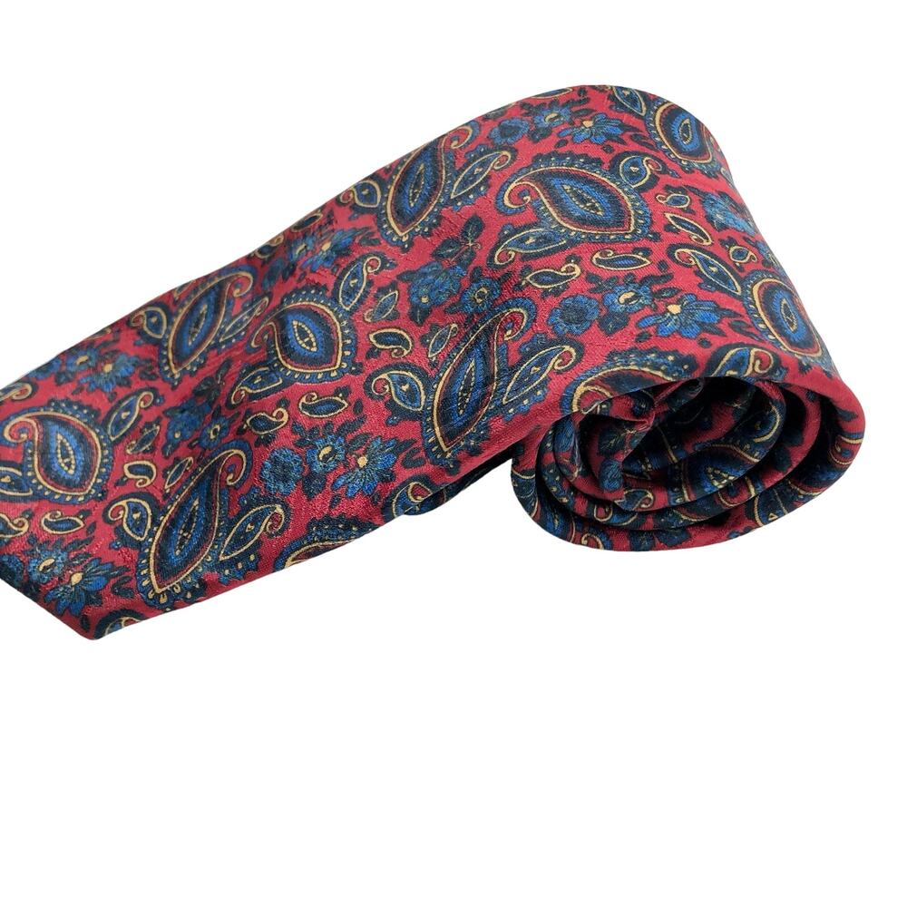 Christian Dior Monsieur Paisley Pattern Red Blue Necktie Men's Tie